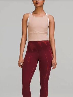 Lululemon Dusty Pink Ribbed Scoop Neck Low Back Cropped Tank Top